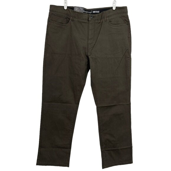 NWT Weatherproof Vintage Men's Straight Fit Elastic Waistband Brown Pants 40x30 - Picture 1 of 11